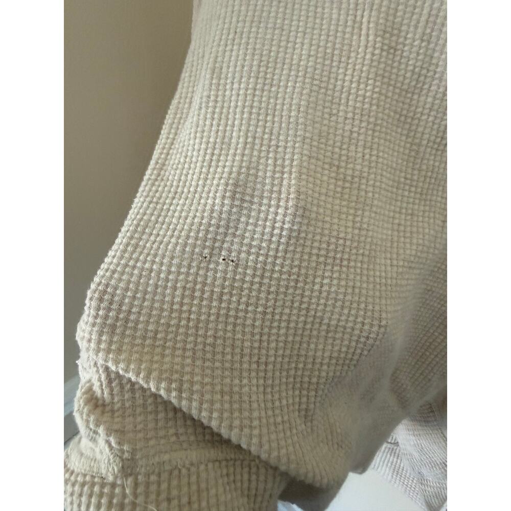 OFFLINE by Aerie Wow! Waffle Knit Pullover Beige Long-Sleeve Lounge Casual- Sz L - Picture 5 of 11